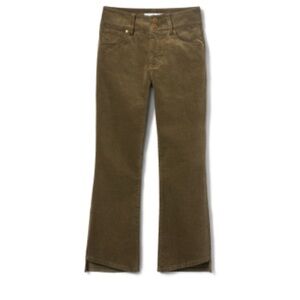 CAbi High Low Mushroom (loden green) colored Corduroy Crop Pants Size 12